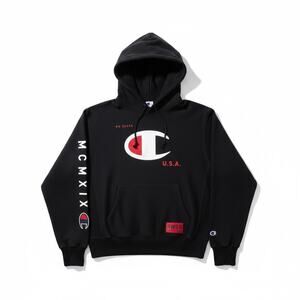 Champion Men's Reverse Weave MCMXIX RWSS Black Pullover Hoodie Small Streetwear